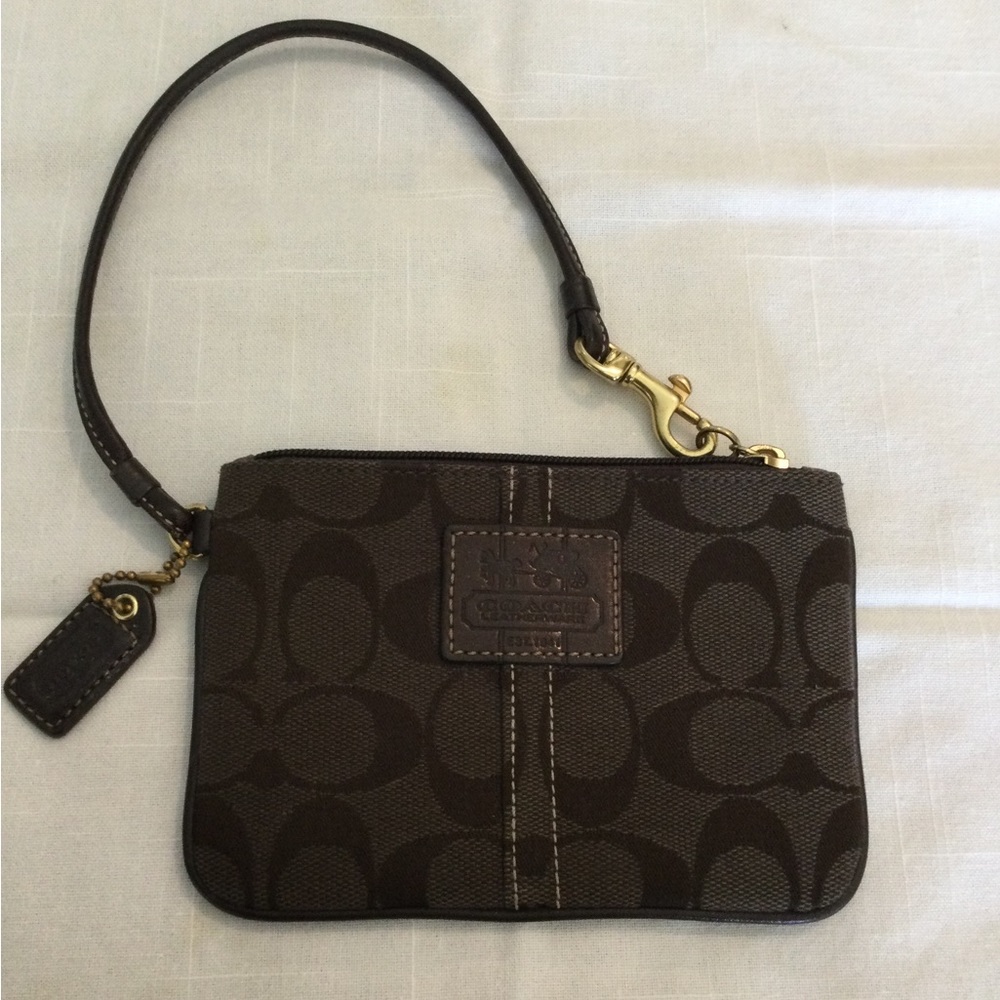 Coach brown wristlet